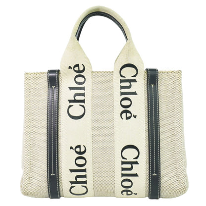 Chloe ウッディ スモール トートバッグ ベージュ ネイビー