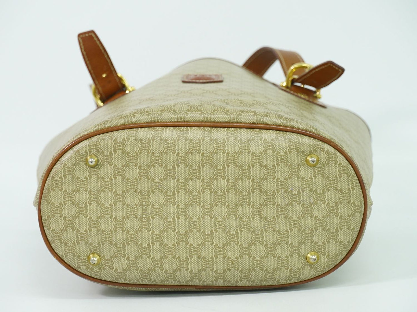 CELINE マカダム ショルダーバッグ ベージュ