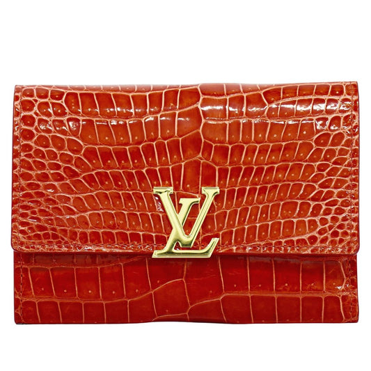 LOUIS VUITTON ポルトフォイユ カプシーヌ クロコダイル レザー 折財布 オレンジ