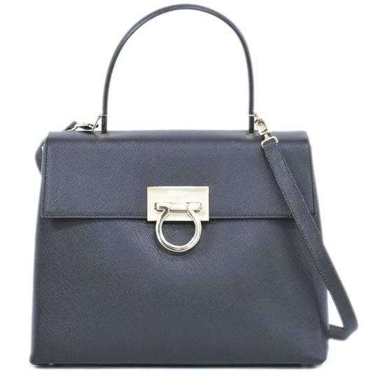 Salvatore Ferragamo ガンチーニ 2WAY ショルダーバッグ ブラック