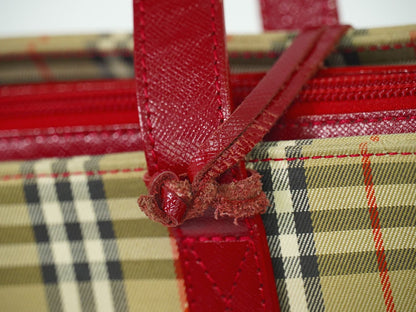 BURBERRY ノバチェック ハンドバッグ ベージュ レッド