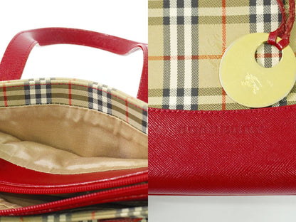 BURBERRY ノバチェック ハンドバッグ ベージュ レッド