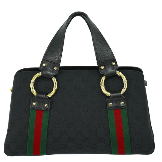 GUCCI メタルバンブー GGキャンバス ハンドバッグ ブラック 131324