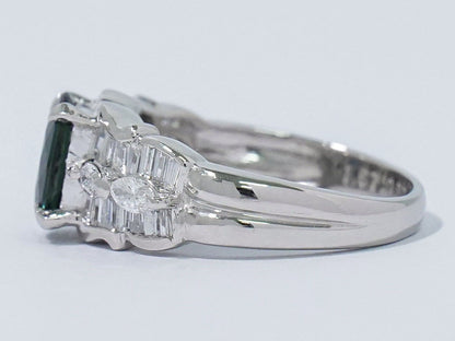 サファイア 1.57ct ダイヤモンド 0.80ct Pt900 リング 13号 プラチナ ブルー