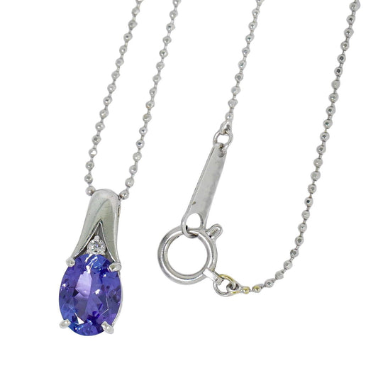 タンザナイト 1.00ct ダイヤモンド 0.01ct K18 WG ネックレス パープル