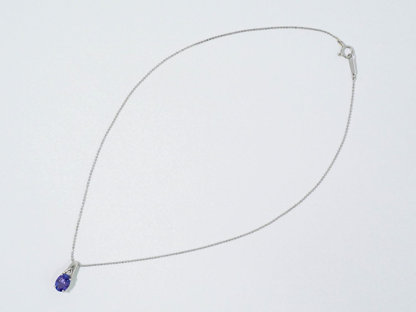 タンザナイト 1.00ct ダイヤモンド 0.01ct K18 WG ネックレス パープル