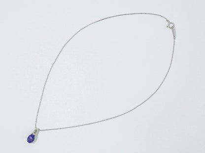 タンザナイト 1.00ct ダイヤモンド 0.01ct K18 WG ネックレス パープル