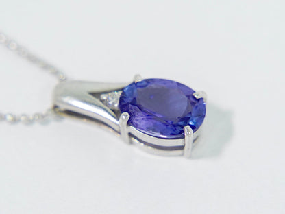 タンザナイト 1.00ct ダイヤモンド 0.01ct K18 WG ネックレス パープル