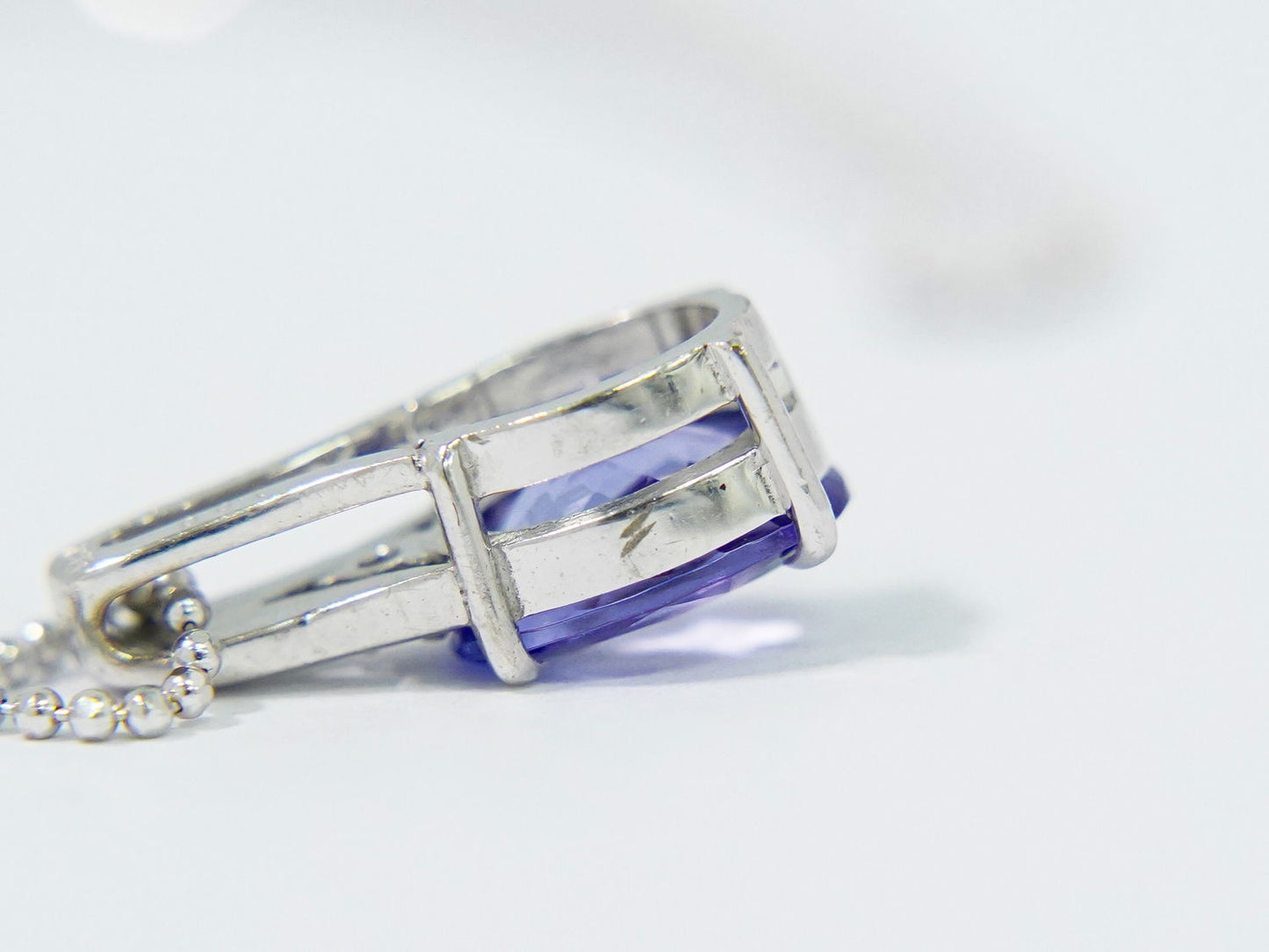 タンザナイト 1.00ct ダイヤモンド 0.01ct K18 WG ネックレス パープル