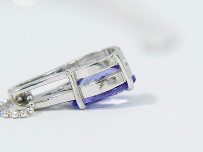 タンザナイト 1.00ct ダイヤモンド 0.01ct K18 WG ネックレス パープル