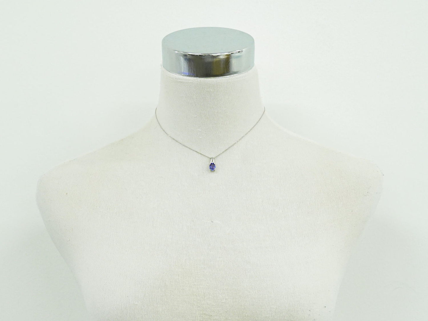 タンザナイト 1.00ct ダイヤモンド 0.01ct K18 WG ネックレス パープル