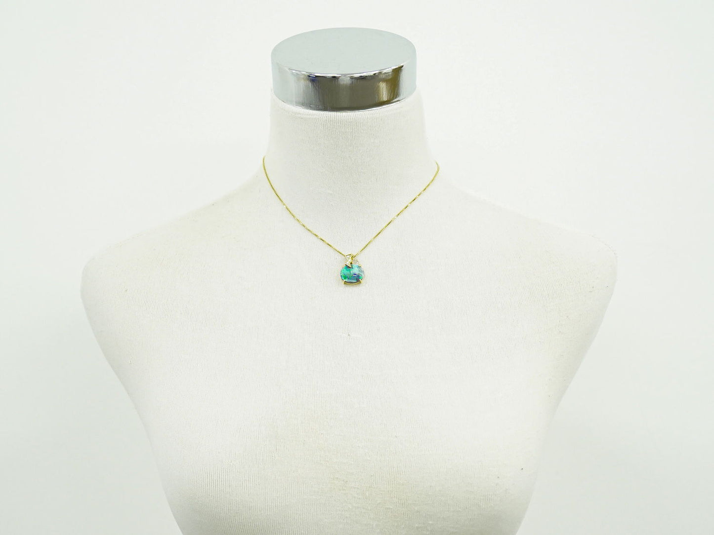 ボルダーオパール 6.35ct ダイヤモンド 0.16ct 750 K18 YG ネックレス ブルー