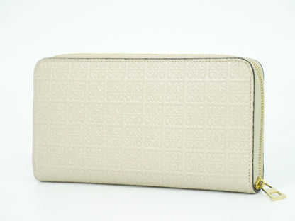 LOEWE リピート アナグラム ラウンドファスナー 長財布 ベージュ