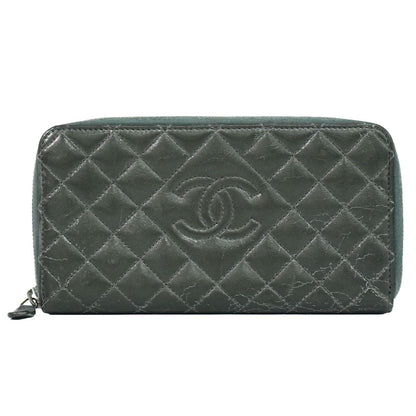 CHANEL マトラッセ ココマーク 長財布 グレー