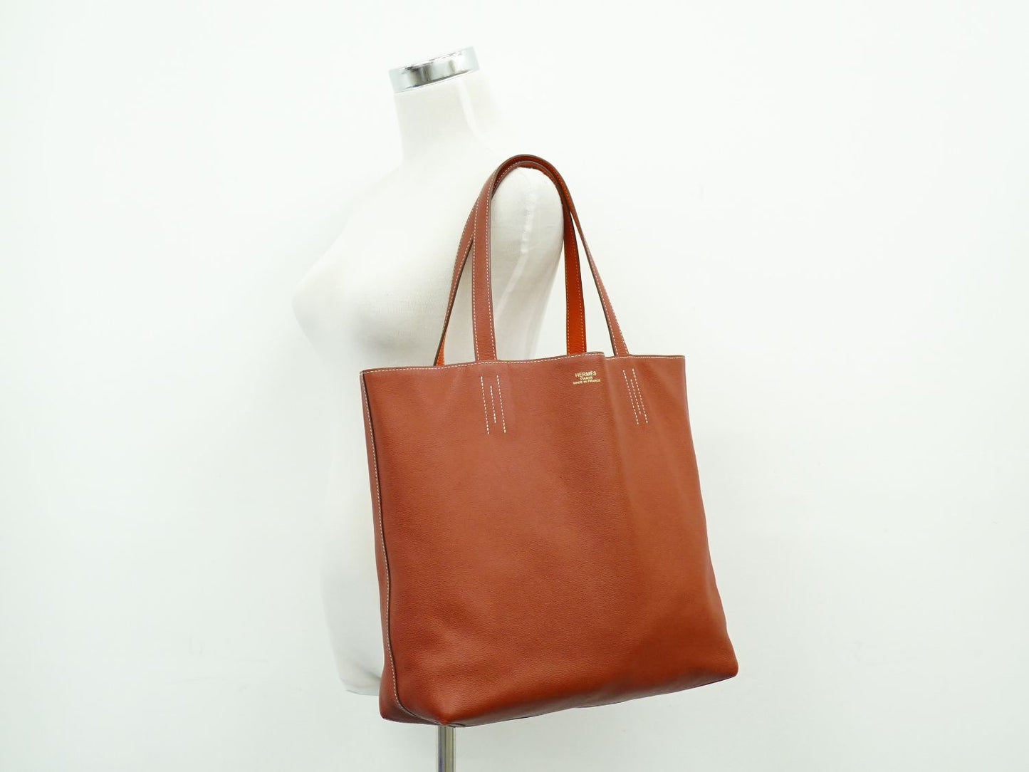 HERMES ドゥブルセンス 45 トートバッグ T刻 ブラウン系