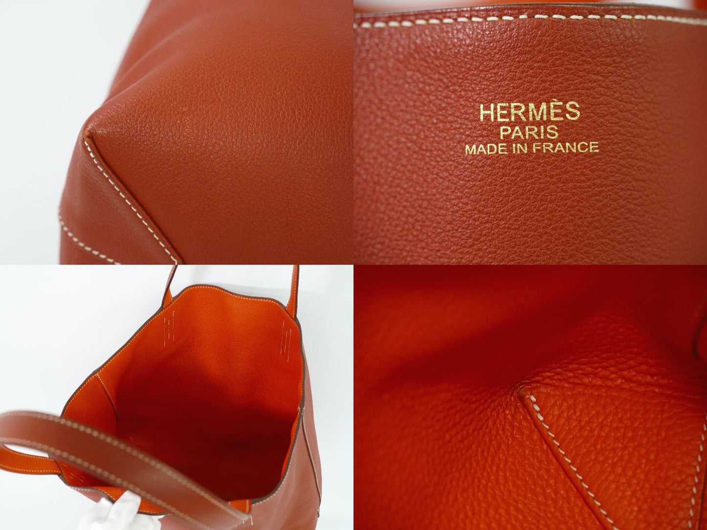 HERMES ドゥブルセンス 45 トートバッグ T刻 ブラウン系