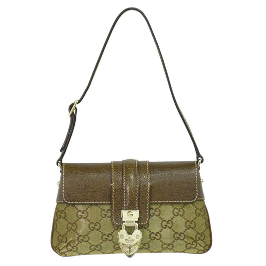 GUCCI GGキャンバス ショルダーバッグ ゴールド ブラウン 154388