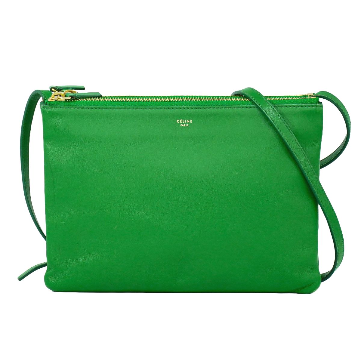 CELINE トリオ ラージ ショルダーバッグ グリーン