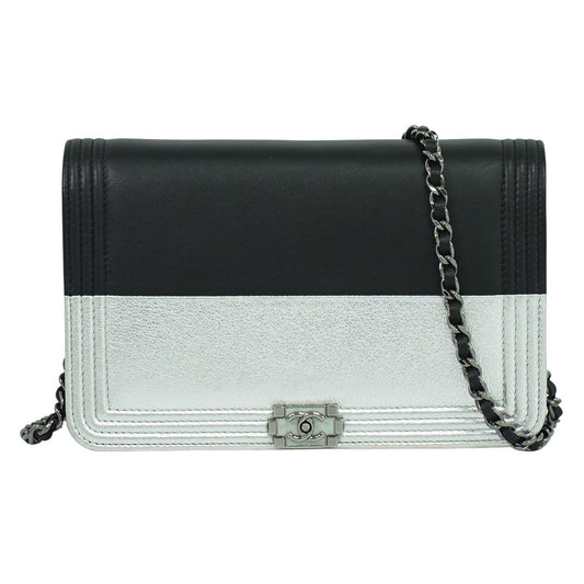 CHANEL ボーイシャネル ショルダーウォレット ブラック シルバー
