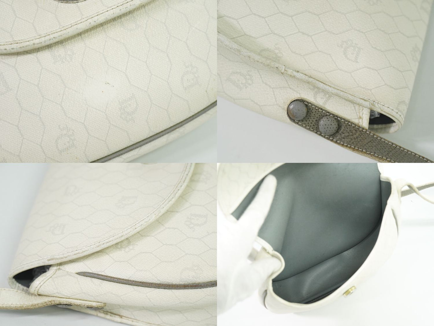 Christian Dior ハニカム柄 ショルダーバッグ ホワイト