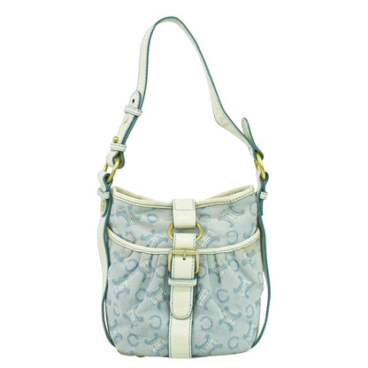 CELINE Cマカダム ショルダーバッグ ライトブルー ホワイト