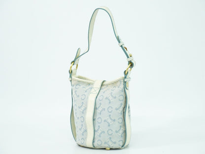 CELINE Cマカダム ショルダーバッグ ライトブルー ホワイト
