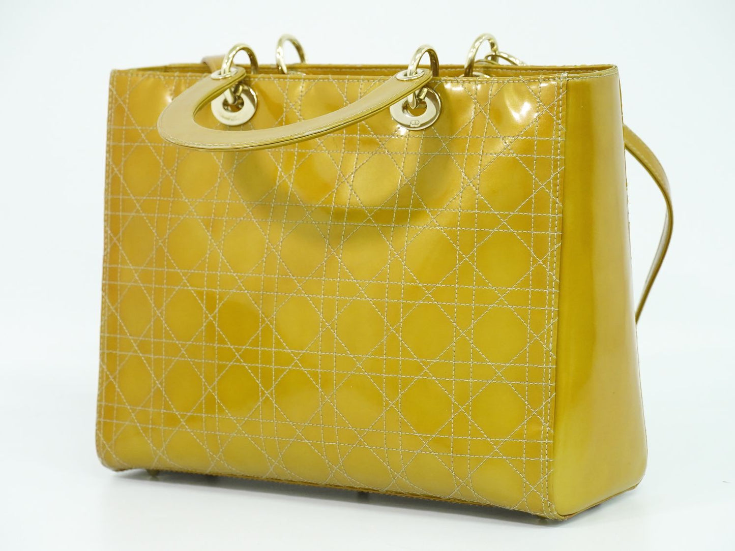 Christian Dior レディディオール 2WAY ショルダーバッグ イエロー系