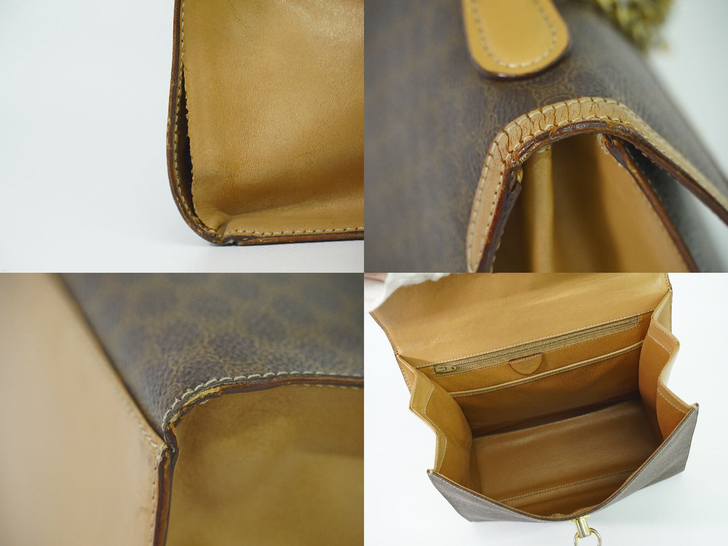 CELINE マカダム ハンドバッグ ブラウン