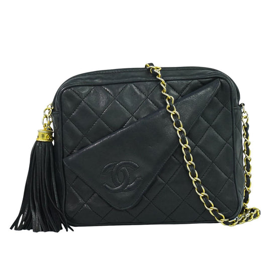 CHANEL ココマーク マトラッセ ショルダーバッグ ブラック