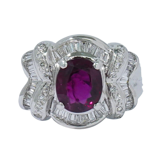 ルビー 1.73ct ダイヤモンド 0.46 0.12ct 18K WG リング 11号 レッド