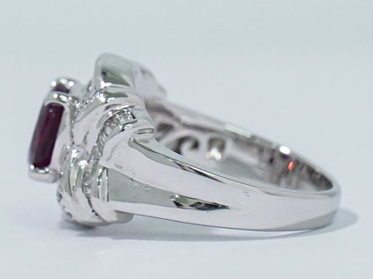 ルビー 1.73ct ダイヤモンド 0.46 0.12ct 18K WG リング 11号 レッド