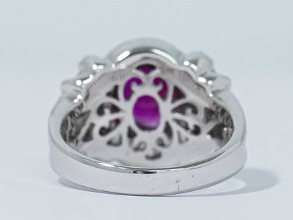 ルビー 1.73ct ダイヤモンド 0.46 0.12ct 18K WG リング 11号 レッド