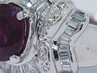 ルビー 1.73ct ダイヤモンド 0.46 0.12ct 18K WG リング 11号 レッド