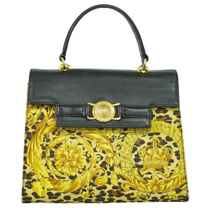 GIANNI VERSACE レオパード柄 ハンドバッグ イエロー ブラック