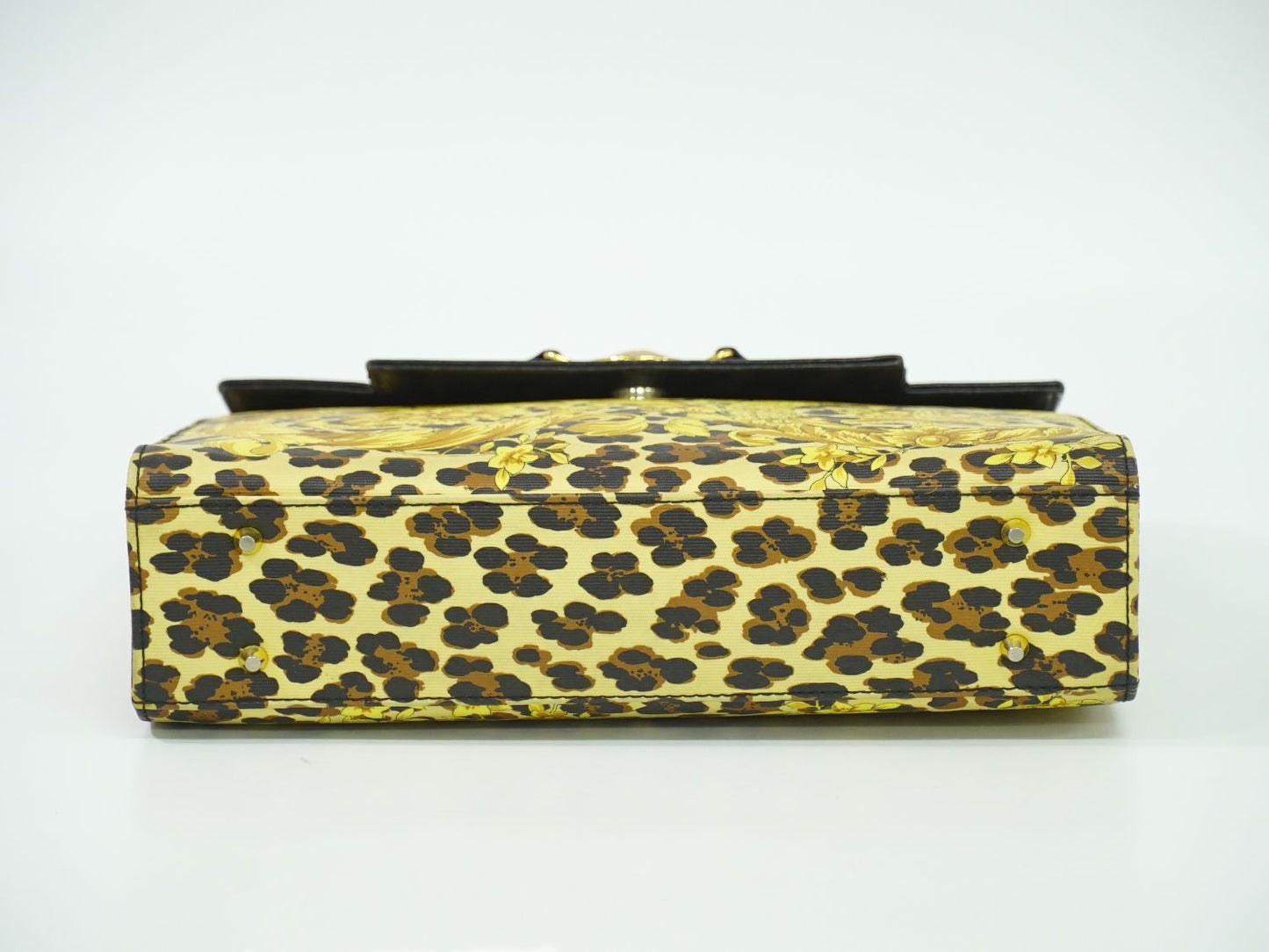 GIANNI VERSACE レオパード柄 ハンドバッグ イエロー ブラック