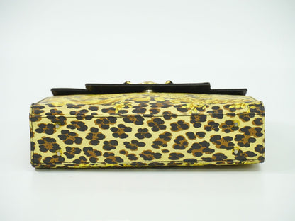 GIANNI VERSACE レオパード柄 ハンドバッグ イエロー ブラック