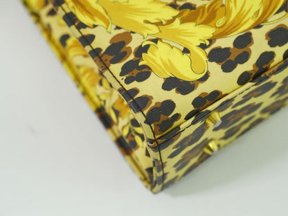 GIANNI VERSACE レオパード柄 ハンドバッグ イエロー ブラック