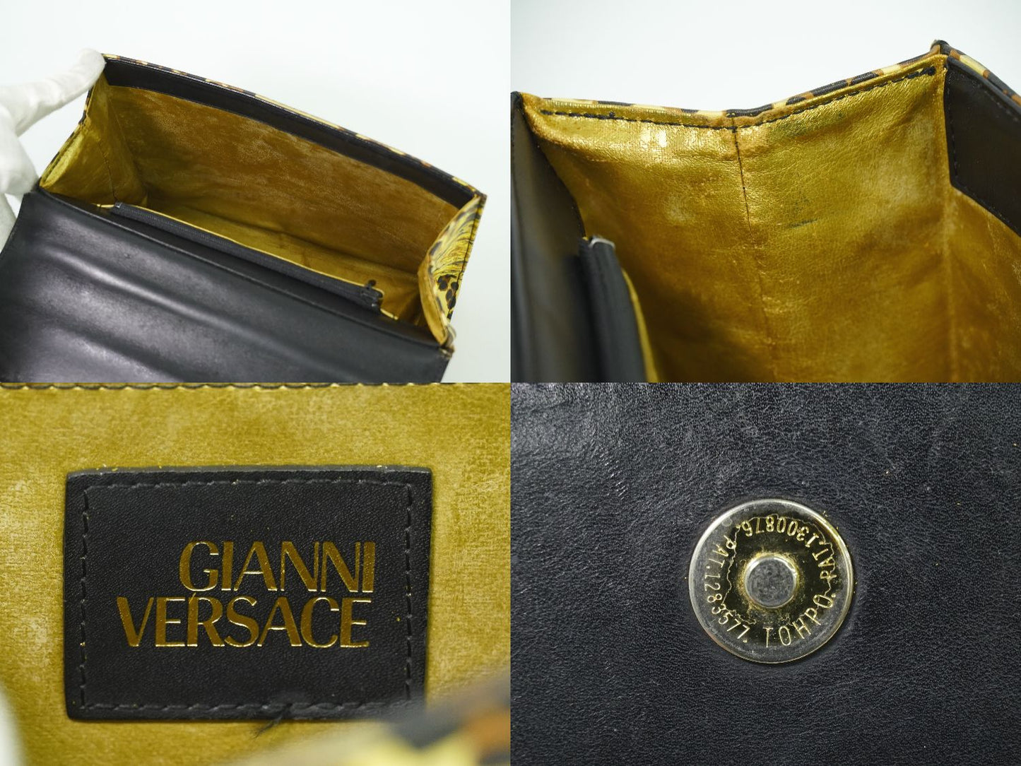 GIANNI VERSACE レオパード柄 ハンドバッグ イエロー ブラック