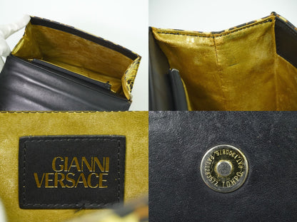 GIANNI VERSACE レオパード柄 ハンドバッグ イエロー ブラック