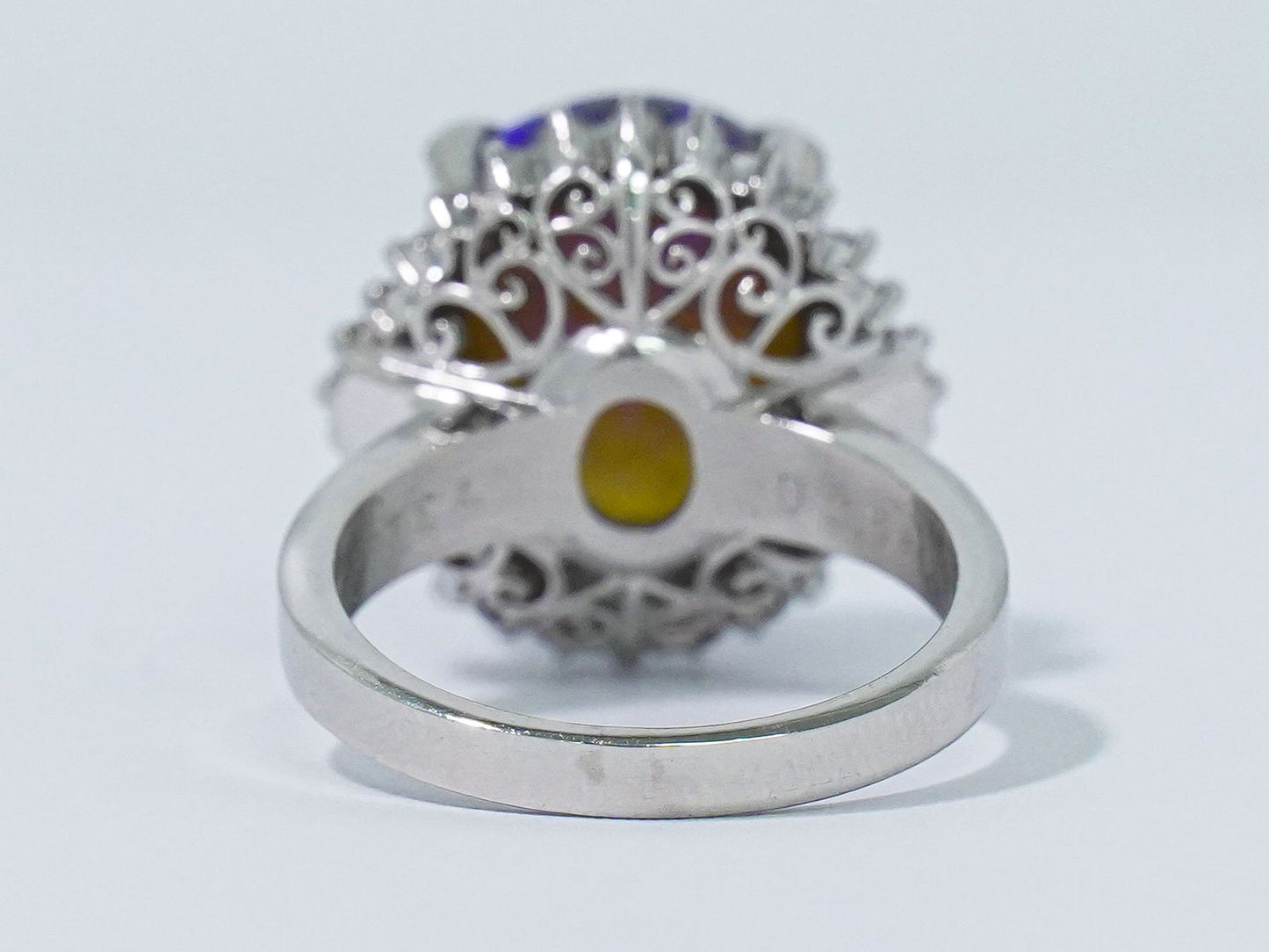 ブラックオパール 7.344ct ダイヤモンド 0.541ct Pt900 リング 14号 ブルー