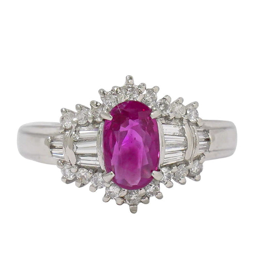 ルビー 1.21ct ダイヤモンド 0.43ct Pt900 リング 12号 レッド