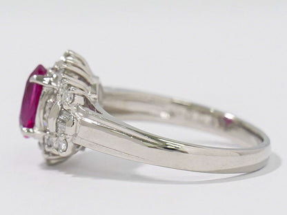 ルビー 1.21ct ダイヤモンド 0.43ct Pt900 リング 12号 レッド