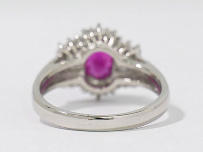 ルビー 1.21ct ダイヤモンド 0.43ct Pt900 リング 12号 レッド