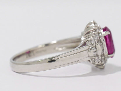 ルビー 1.21ct ダイヤモンド 0.43ct Pt900 リング 12号 レッド