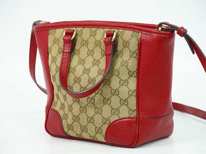 GUCCI GGキャンバス 2WAY ショルダーバッグ ベージュ レッド 449241