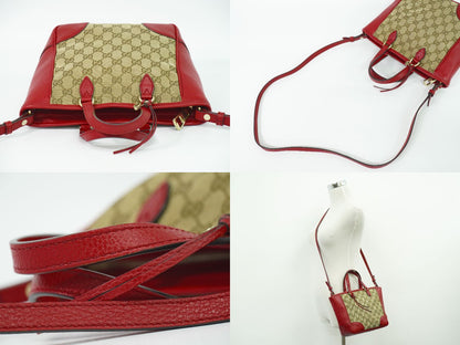 GUCCI GGキャンバス 2WAY ショルダーバッグ ベージュ レッド 449241