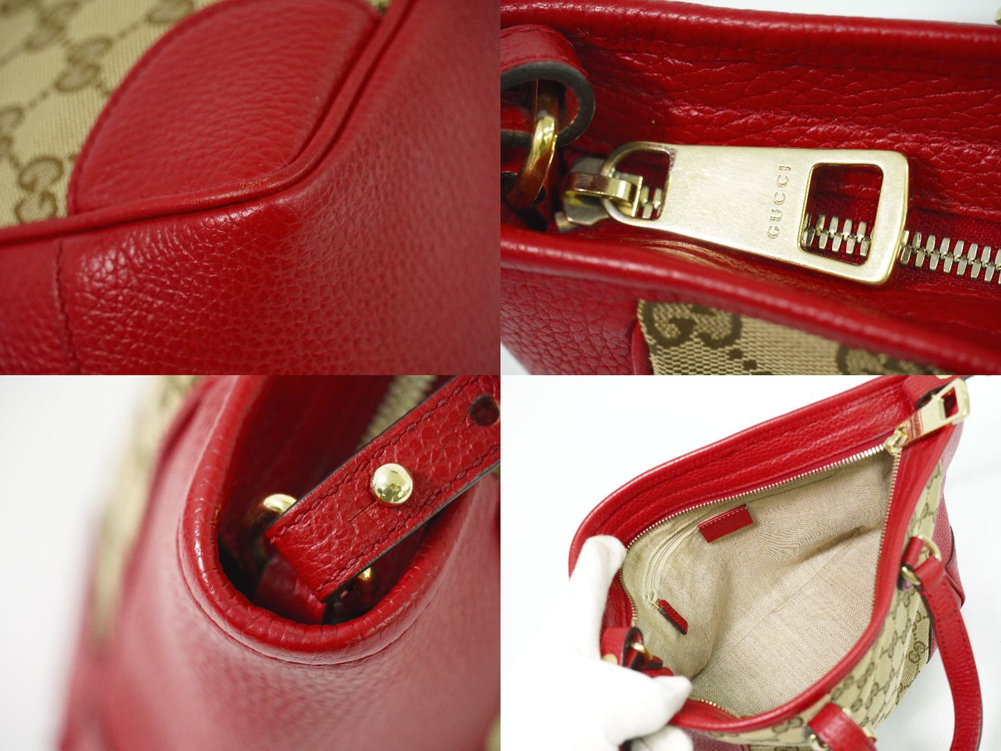 GUCCI GGキャンバス 2WAY ショルダーバッグ ベージュ レッド 449241