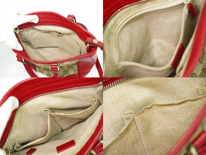 GUCCI GGキャンバス 2WAY ショルダーバッグ ベージュ レッド 449241