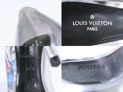 LOUIS VUITTON 花柄 パンプス ヒール 34H シルバー マルチカラー