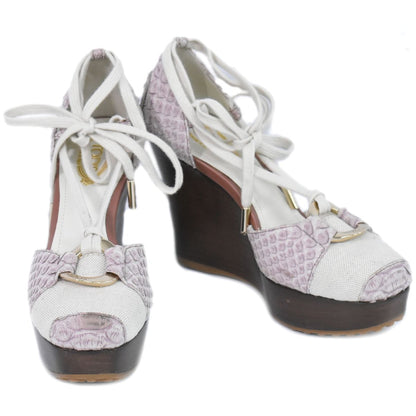 TOD'S パイソンレザー サンダル アイボリー パープル